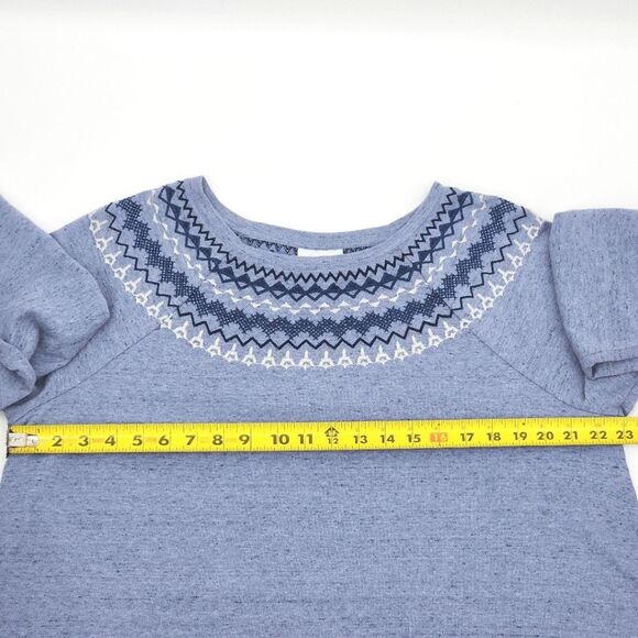 J Jill Fair Isle Embroidery Long Sleeve Top Sweatshirt Women Extra Large XL Blue - Picture 6 of 8